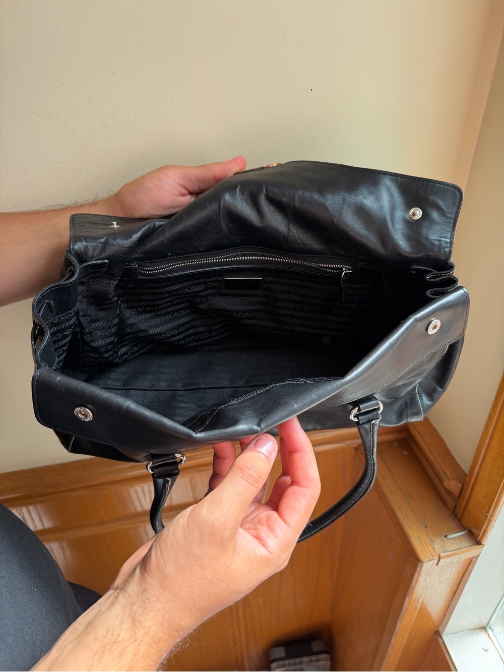 Prada Black Leather Satchel with Silver Hardware - Picture 4 of 7